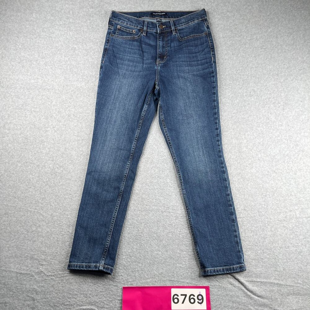Calvin Klein High Rise Skinny Jeans Womens Size 10 Blue Distressed Casual